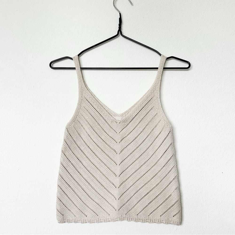 Knit Camisole Sweater Crop Tan
